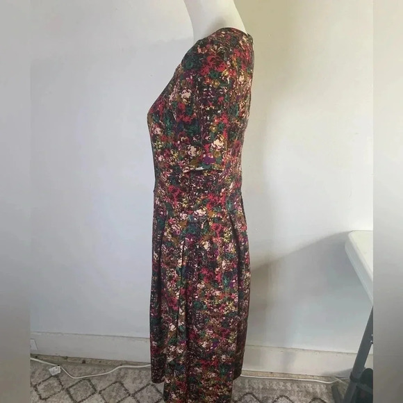 LuLaRoe Dark Rose Amelia Dress Rare Print Pleated Pockets Size Large 14/16 0188 - Picture 5 of 12